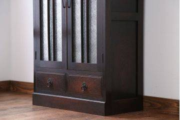 アンティーク家具　アンティーク　大正ロマンスタイルのダイヤガラス入り本箱