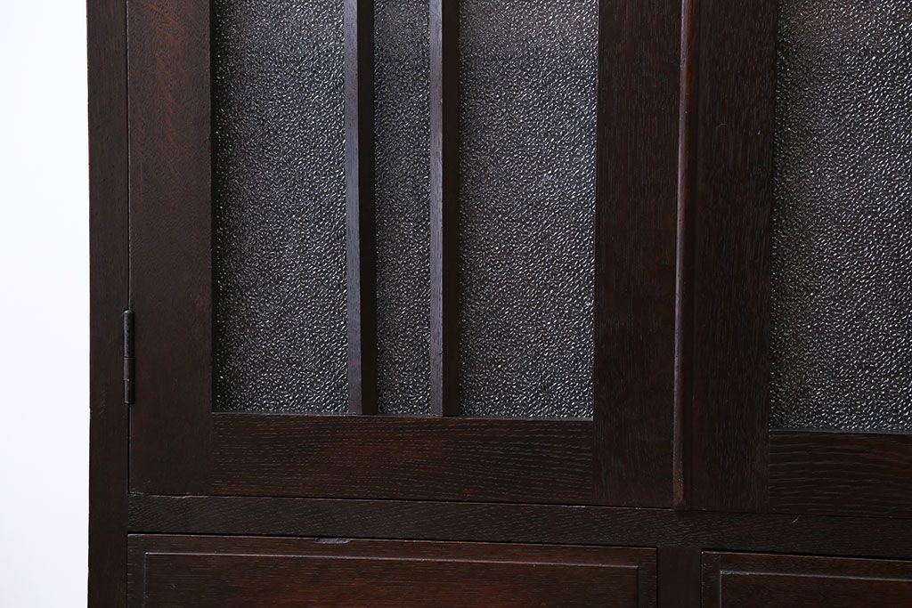 アンティーク家具　アンティーク　大正ロマンスタイルのダイヤガラス入り本箱