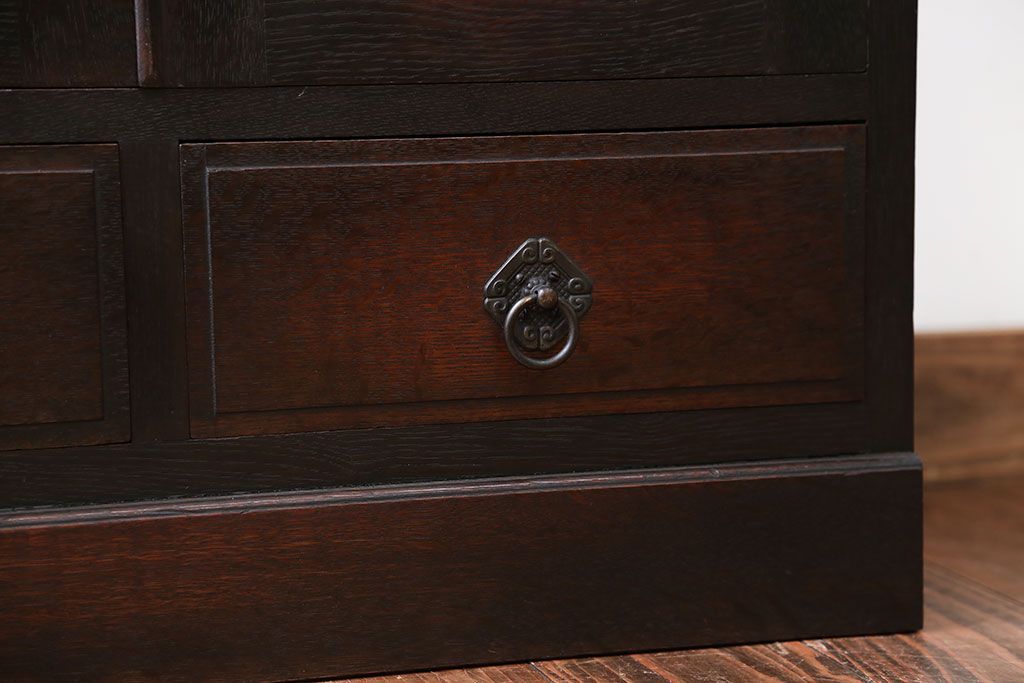 アンティーク家具　アンティーク　大正ロマンスタイルのダイヤガラス入り本箱