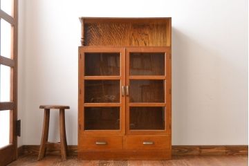 レトロ家具　昭和レトロ　飾り棚付き!古い木製の本箱