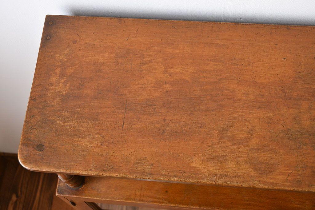 レトロ家具　昭和レトロ　飾り棚付き!古い木製の本箱