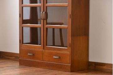 レトロ家具　昭和レトロ　飾り棚付き!古い木製の本箱