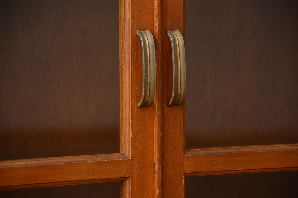 レトロ家具　昭和レトロ　飾り棚付き!古い木製の本箱