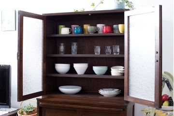 レトロ家具　昭和レトロ　作業台付き古い木製のキッチンキャビネット