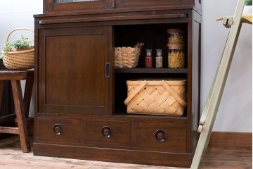 レトロ家具　昭和レトロ　作業台付き古い木製のキッチンキャビネット