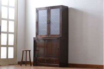 レトロ家具　昭和レトロ　作業台付き古い木製のキッチンキャビネット