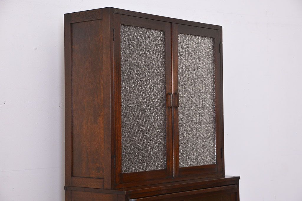 レトロ家具　昭和レトロ　作業台付き古い木製のキッチンキャビネット