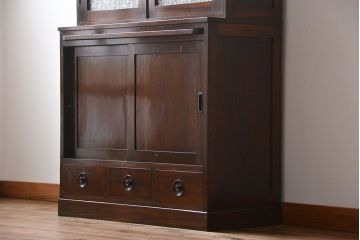 レトロ家具　昭和レトロ　作業台付き古い木製のキッチンキャビネット