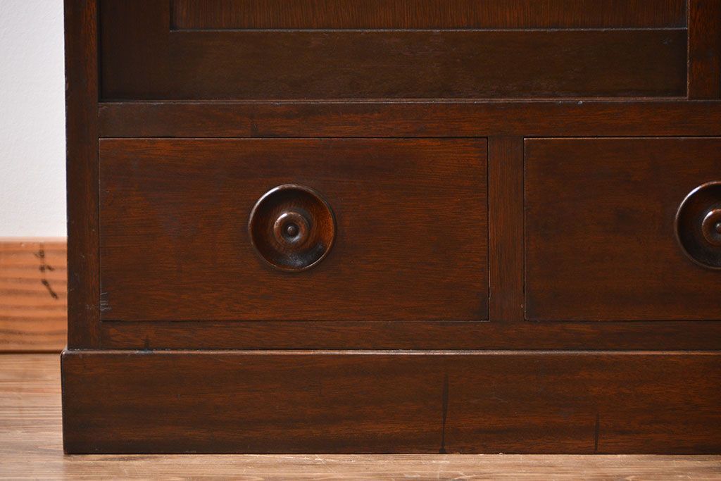 レトロ家具　昭和レトロ　作業台付き古い木製のキッチンキャビネット