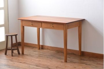 アンティーク家具　【イギリスアンティーク・ダイニングテーブル】　古い木製のシンプルなダイニングテーブル(デスク)