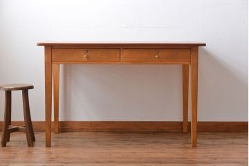 アンティーク家具　【イギリスアンティーク・ダイニングテーブル】　古い木製のシンプルなダイニングテーブル(デスク)