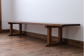 アンティーク家具　アンティーク　DIYにもぴったり!古い木のシンプルなベンチ(1)