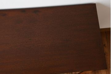 レトロ家具　昭和レトロ　気泡ガラス入り鉄脚付きローボード