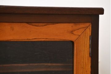 レトロ家具　昭和レトロ　気泡ガラス入り鉄脚付きローボード