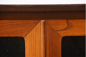 レトロ家具　昭和レトロ　気泡ガラス入り鉄脚付きローボード