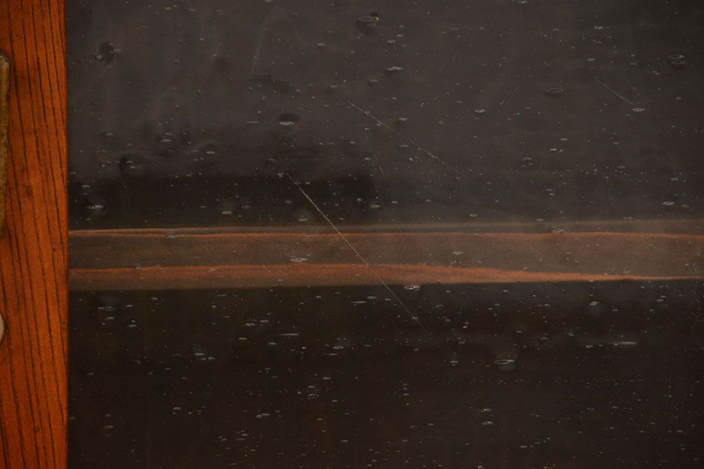 レトロ家具　昭和レトロ　気泡ガラス入り鉄脚付きローボード