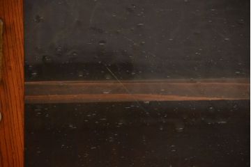 レトロ家具　昭和レトロ　気泡ガラス入り鉄脚付きローボード