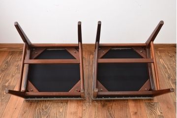 ヴィンテージ家具　北欧ビンテージ　ウォールナット材のシンプルでおしゃれなダイニングチェア2脚セット