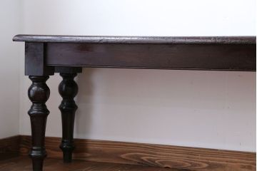 アンティーク家具　イギリスアンティーク　高級感あふれる上質な木製ロングベンチ