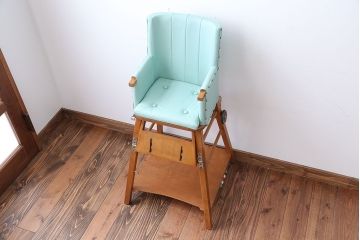 アンティーク家具　イギリスアンティーク　かわいい2WAYベビーチェア(チャイルドチェア、キッズチェア、ダイニングチェア、子どもイス、こども椅子、英国)(R-016219)