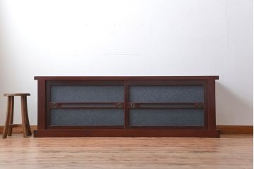 アンティーク家具　和モダンスタイル!　六尺　鏡板和紙貼りのおしゃれな水屋箪笥ローボード(テレビ台、キャビネット、収納棚)