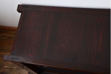 アンティーク家具　和モダンスタイル!　六尺　鏡板和紙貼りのおしゃれな水屋箪笥ローボード(テレビ台、キャビネット、収納棚)