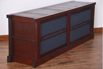 アンティーク家具　和モダンスタイル!　六尺　鏡板和紙貼りのおしゃれな水屋箪笥ローボード(テレビ台、キャビネット、収納棚)