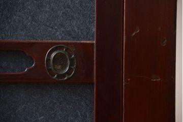 アンティーク家具　和モダンスタイル!　六尺　鏡板和紙貼りのおしゃれな水屋箪笥ローボード(テレビ台、キャビネット、収納棚)