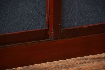 アンティーク家具　和モダンスタイル!　六尺　鏡板和紙貼りのおしゃれな水屋箪笥ローボード(テレビ台、キャビネット、収納棚)