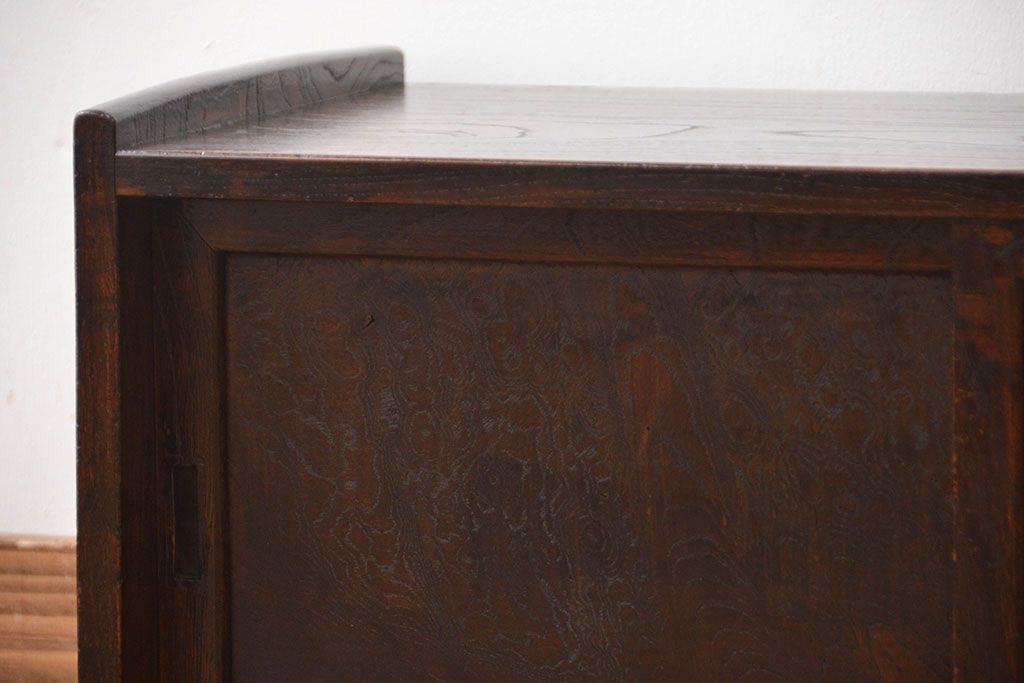 アンティーク家具　古民具・骨董　三方欅材の古い置き床(ローボード)