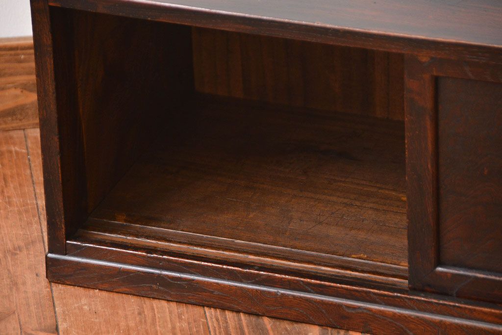 アンティーク家具　古民具・骨董　三方欅材の古い置き床(ローボード)
