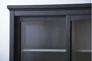 アンティーク家具　大正ロマン　艶消しブラックペイント引き出し15杯収納棚