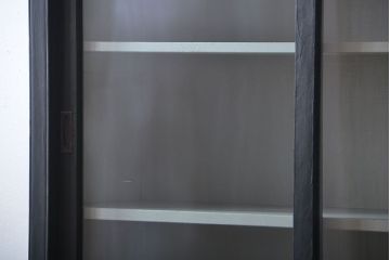 アンティーク家具　大正ロマン　艶消しブラックペイント引き出し15杯収納棚