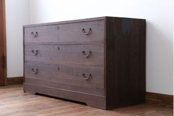 アンティーク家具　アンティーク　古い桐材の3杯衣装箪笥(桐箪笥、桐たんす)