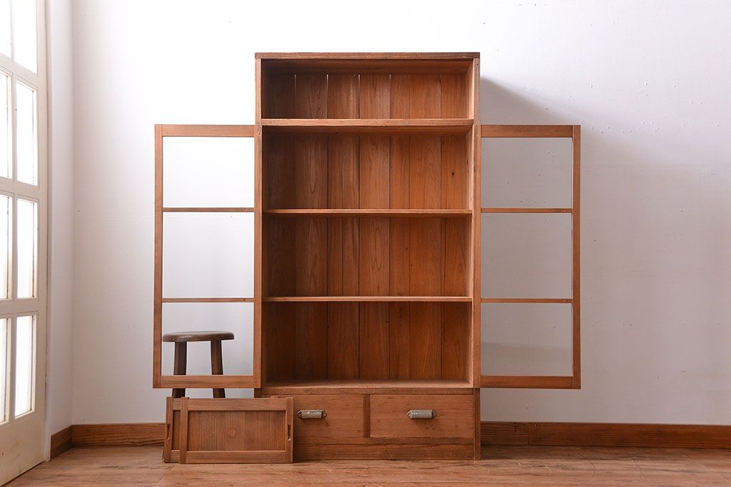 アンティーク家具　和製アンティーク　引き出し2杯付き!古い木製の収納棚