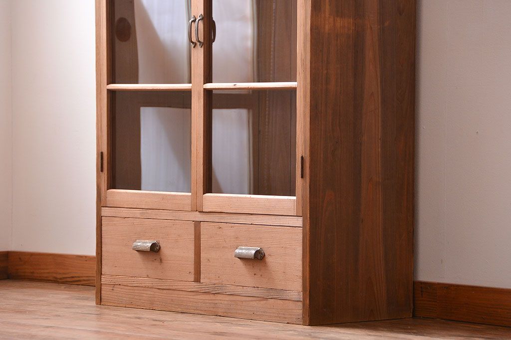 アンティーク家具　和製アンティーク　引き出し2杯付き!古い木製の収納棚