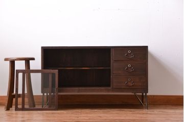 アンティーク家具　アンティーク　おしゃれな鉄脚付き!古い木製のテレビボード