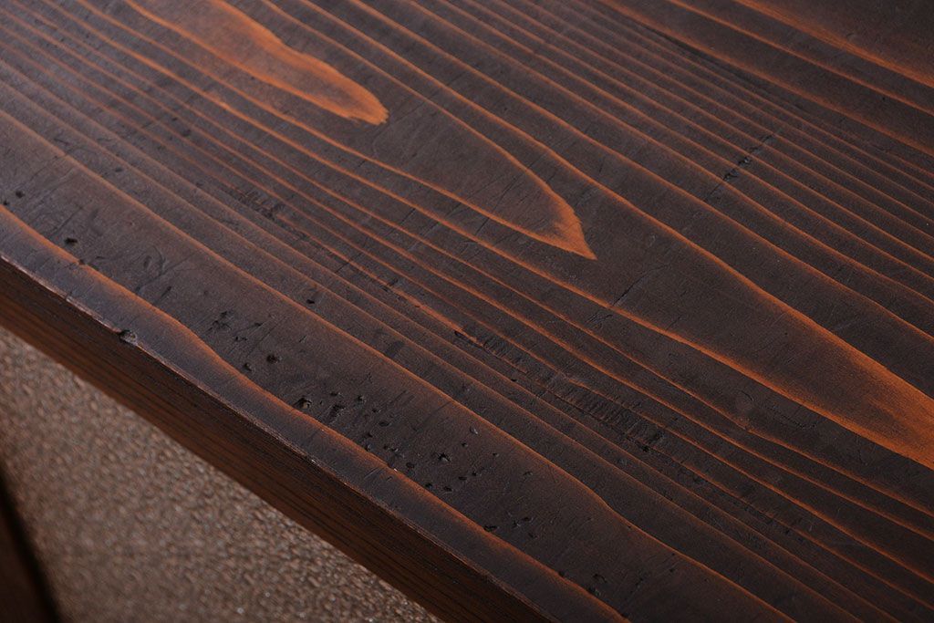 アンティーク家具　和製アンティーク　ダイヤガラス入り!古い木製のローボード