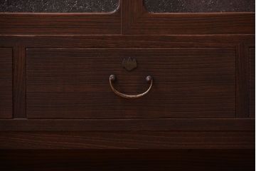 アンティーク家具　和製アンティーク　ダイヤガラス入り!古い木製のローボード