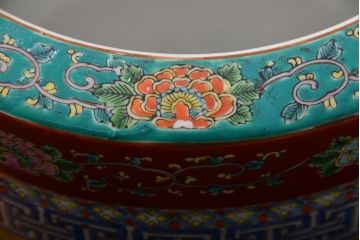 アンティーク雑貨　古民具・骨董　大正〜昭和初期　 十錦手火鉢 (手焙り)