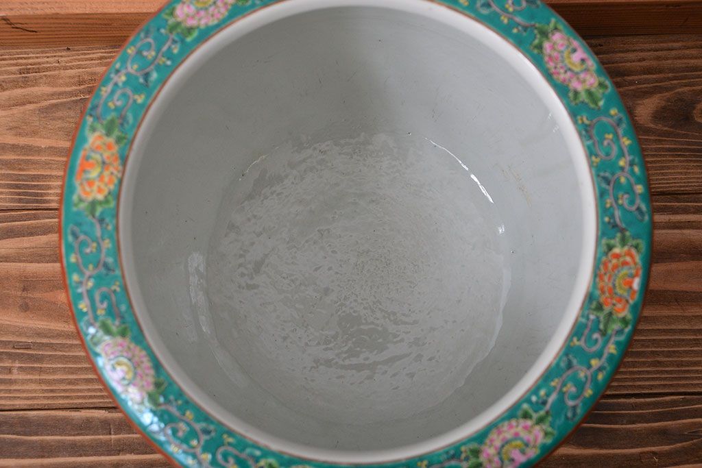 アンティーク雑貨　古民具・骨董　大正〜昭和初期　 十錦手火鉢 (手焙り)