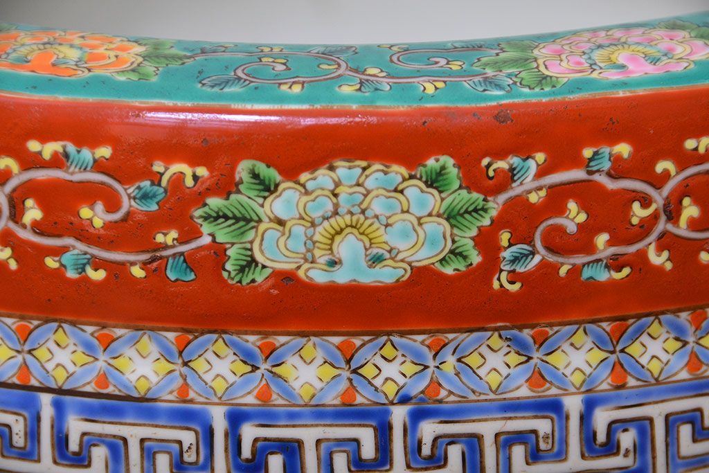 アンティーク雑貨　古民具・骨董　大正〜昭和初期　 十錦手火鉢 (手焙り)