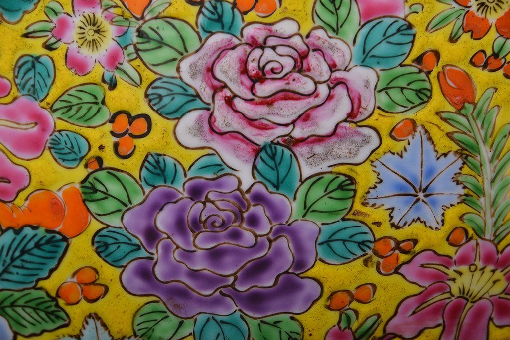 アンティーク雑貨　古民具・骨董　大正〜昭和初期　 十錦手火鉢 (手焙り)