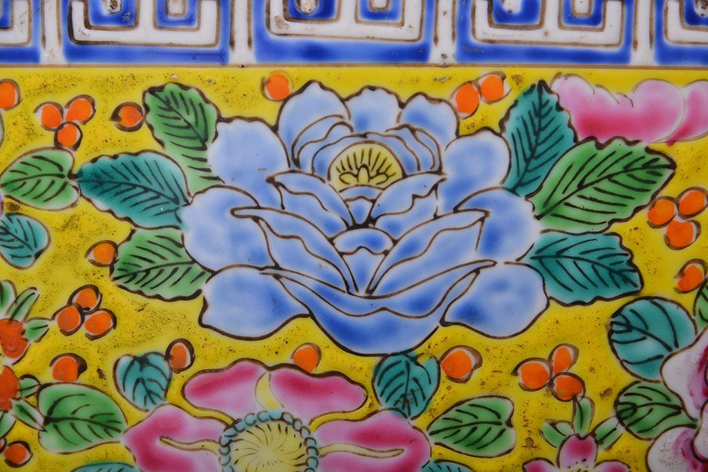 アンティーク雑貨　古民具・骨董　大正〜昭和初期　 十錦手火鉢 (手焙り)