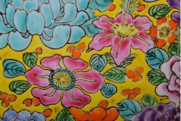 アンティーク雑貨　古民具・骨董　大正〜昭和初期　 十錦手火鉢 (手焙り)