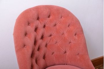 アンティーク家具　イギリスアンティーク　フリンジ付き1人掛けソファ