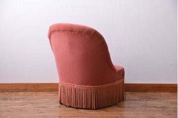 アンティーク家具　イギリスアンティーク　フリンジ付き1人掛けソファ