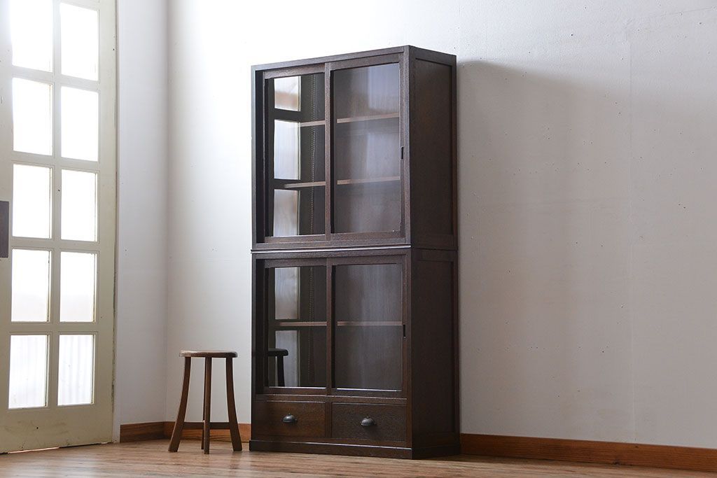 アンティーク家具　和製アンティーク　古い木製の重ね収納棚