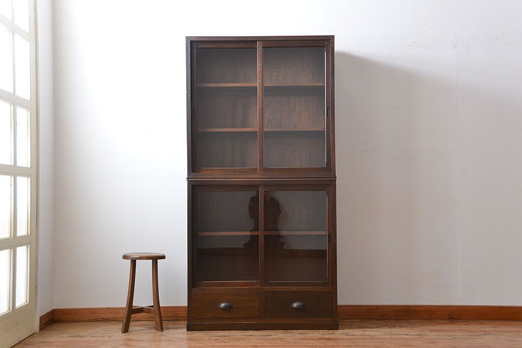 アンティーク家具　和製アンティーク　古い木製の重ね収納棚