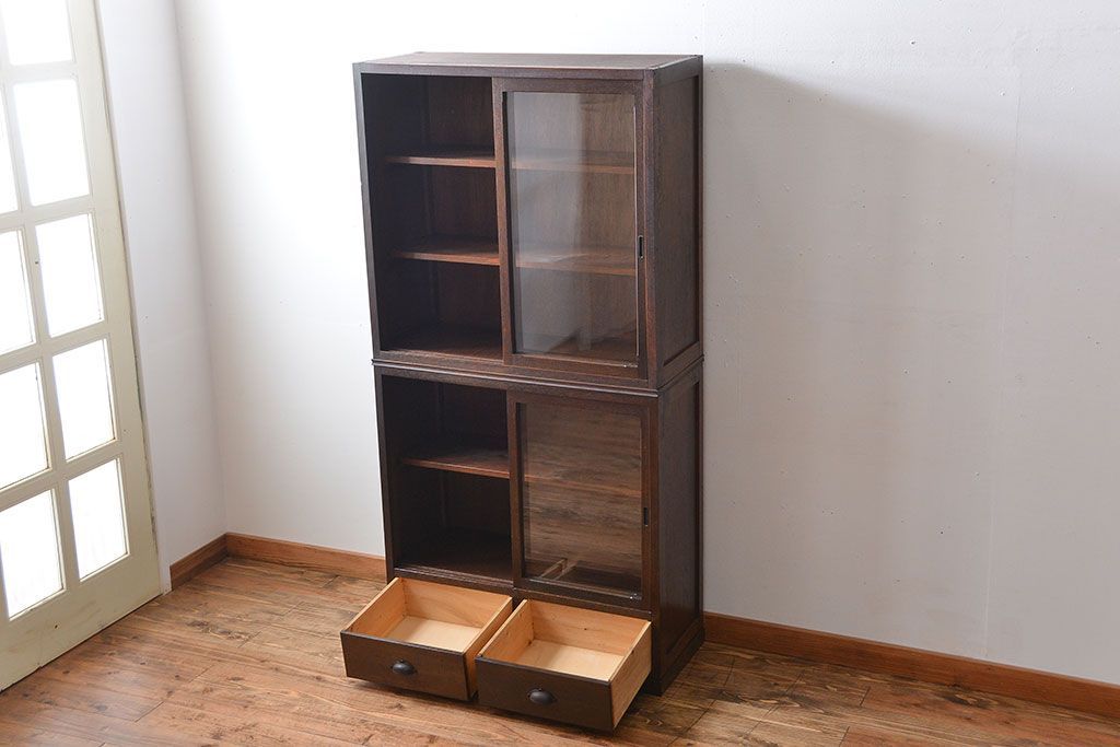 アンティーク家具　和製アンティーク　古い木製の重ね収納棚